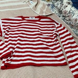 Double Zero Red and White Knit Top